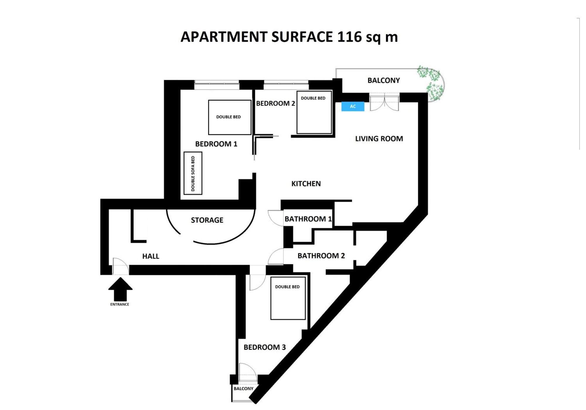 Spacious 3Br Apartment With Ac In Living Room, 2 Balconies Krakau Buitenkant foto